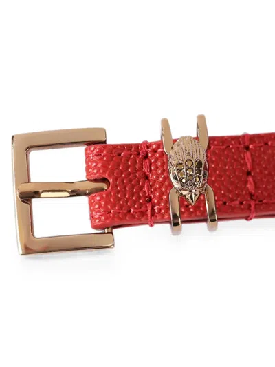 Kurt Geiger Eagle-head Pebble-effect Belt In Red