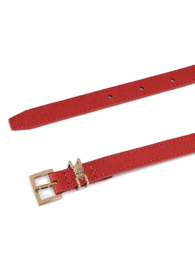 Kurt Geiger Eagle-head Pebble-effect Belt In Red