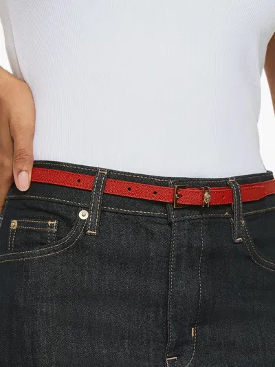 Kurt Geiger Eagle-head Pebble-effect Belt In Red