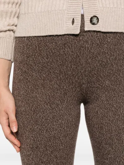 Ely Ely Fine-knit Flared Trousers In Neutral