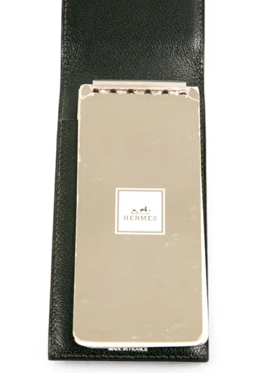 Pre-owned Hermes 2000s Lizard-effect Leather Note Case In Green