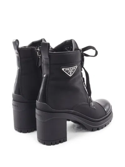 Pre-owned Prada 2010s Re-nylon Triangle-logo Boots In Black