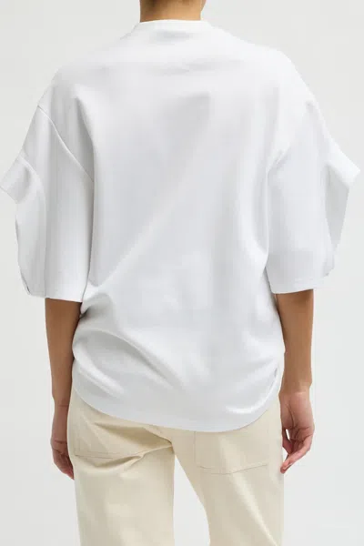 Tibi Active Knit Easy Drape Sleeve T-shirt In White In White