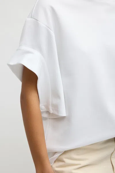 Tibi Active Knit Easy Drape Sleeve T-shirt In White In White