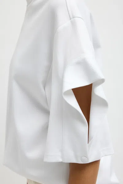 Tibi Active Knit Easy Drape Sleeve T-shirt In White In White
