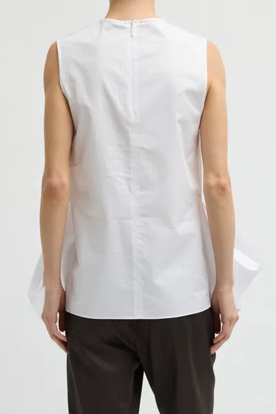Tibi Eco Poplin Side Drape Top In White In White