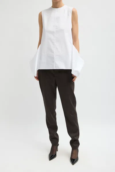 Tibi Eco Poplin Side Drape Top In White In White