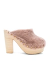 BROTHER VELLIES SHEEP SHEARLING CLOG HEELS IN PINK.,CLOG