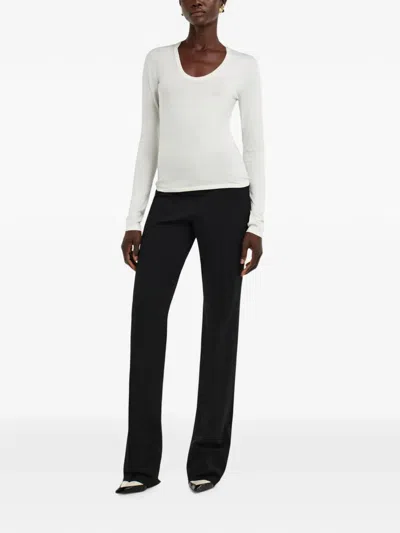 Ferragamo Lightweight Wool Top In Neutral