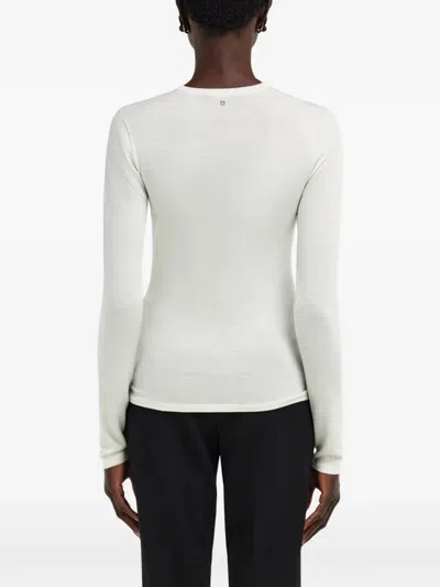 Ferragamo Lightweight Wool Top In Neutral