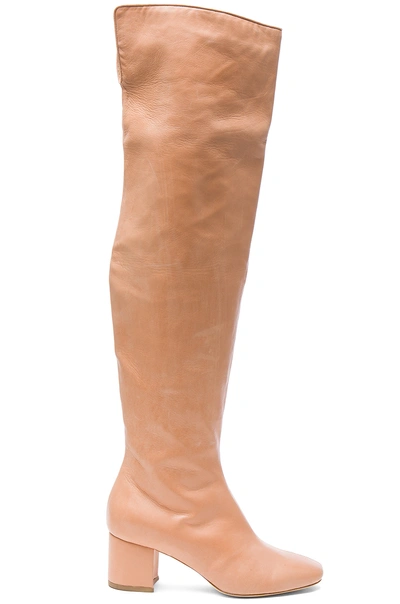 Brother Vellies For Fwrd Over The Knee Leather Kaya Boots In Pink, Neutrals.
