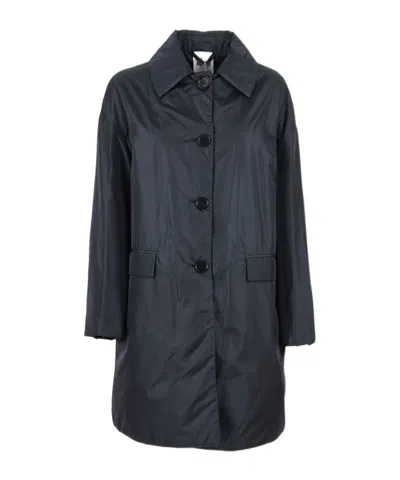 Aspesi Long Coat With Classic Collar In Blue
