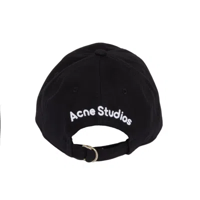 Acne Studios Black Embroidered-logo Cap In Black