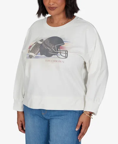 Ruby Rd. Plus Size Football Graphic Terry Sweatshirt In Multi