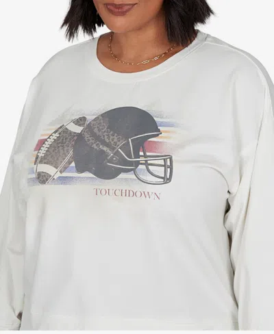 Ruby Rd. Plus Size Football Graphic Terry Sweatshirt In Multi