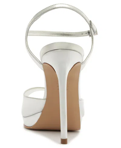 Schutz 115mm Scarlett Metallic Leather Platform Sandals In Silver