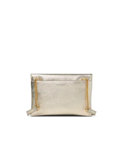 Versace Laminated Leather Shoulder Bag In Neutral