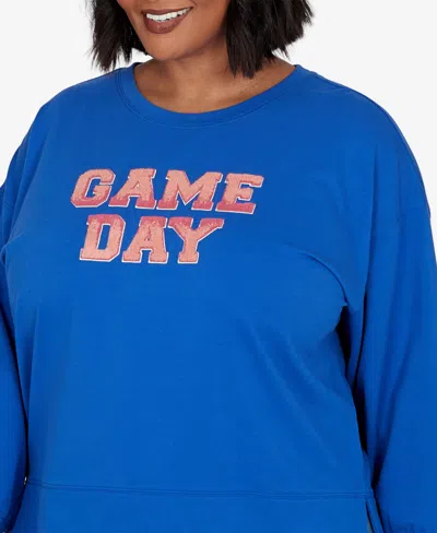 Ruby Rd. Plus Size Game Day Graphic Terry Sweatshirt In Cobolt Multi