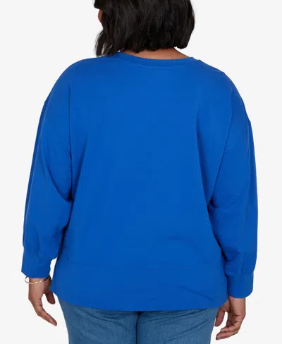 Ruby Rd. Plus Size Game Day Graphic Terry Sweatshirt In Cobolt Multi