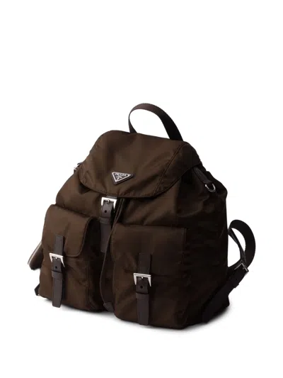 Prada Medium Re-nylon Backpack With Pouch Bags In Brown