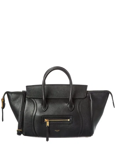 Celine Leather Shoulder Bag In Black