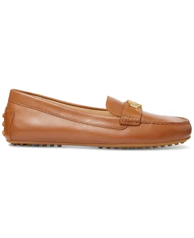 Ralph Lauren Barnsbury Nappa Leather Driver In Deep Saddle Tan In Multi