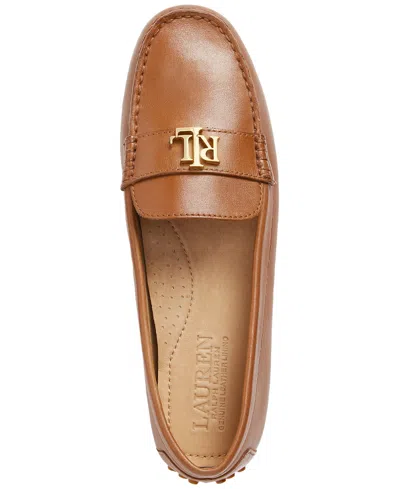 Ralph Lauren Barnsbury Nappa Leather Driver In Deep Saddle Tan In Multi