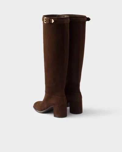 Prada Suede Boots In Brown