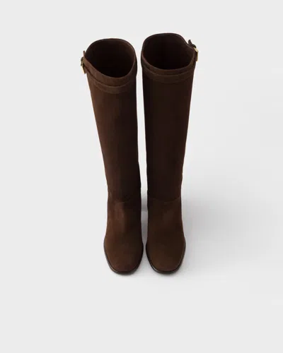 Prada Suede Boots In Brown