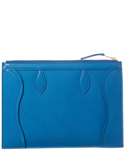 Celine Medium Leather Card Case In Blue