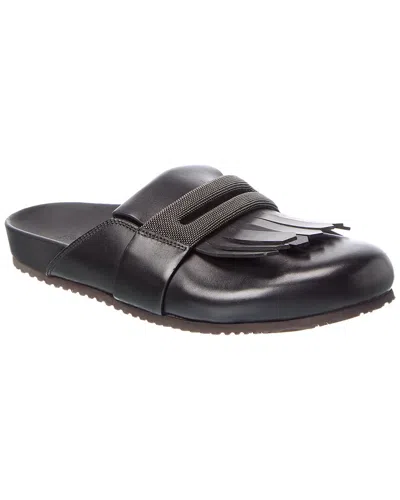 Brunello Cucinelli Leather Mule In Black