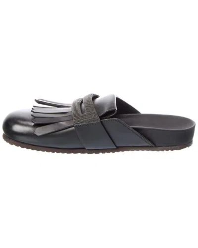 Brunello Cucinelli Leather Mule In Black