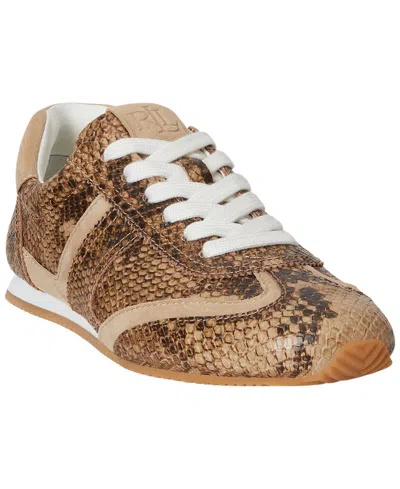 Ralph Lauren Dani Python-embossed Leather Sneakers In Brown