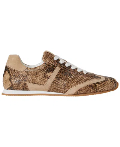Ralph Lauren Dani Python-embossed Leather Sneakers In Brown