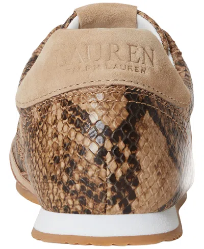 Ralph Lauren Dani Python-embossed Leather Sneakers In Brown