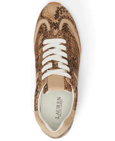 Ralph Lauren Dani Python-embossed Leather Sneakers In Brown