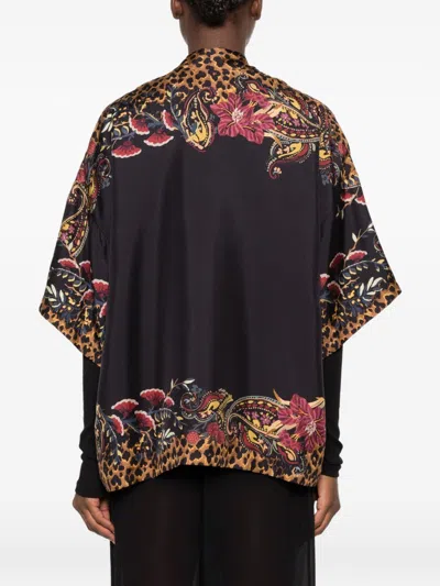 Etro Silk Printed Kimono Jacket In Brown