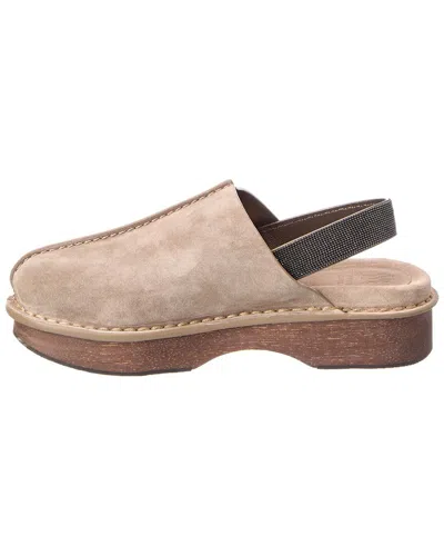 Brunello Cucinelli Leather Platform Slipper In Brown
