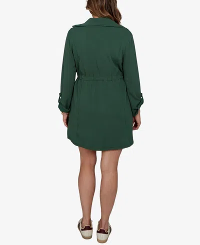 Ruby Rd. Plus Size Stripe Trim Drawstring Waist Dress In Green