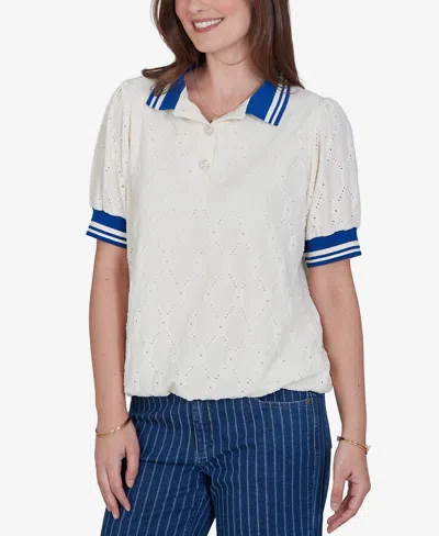 Ruby Rd. Plus Size Diamond Eyelet Bubble Hem Top In Ivory