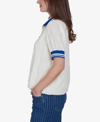 Ruby Rd. Plus Size Diamond Eyelet Bubble Hem Top In Ivory