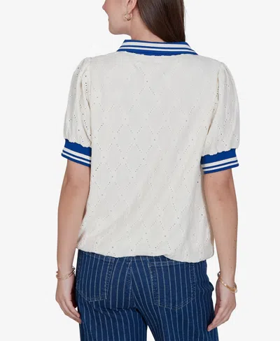 Ruby Rd. Plus Size Diamond Eyelet Bubble Hem Top In Ivory
