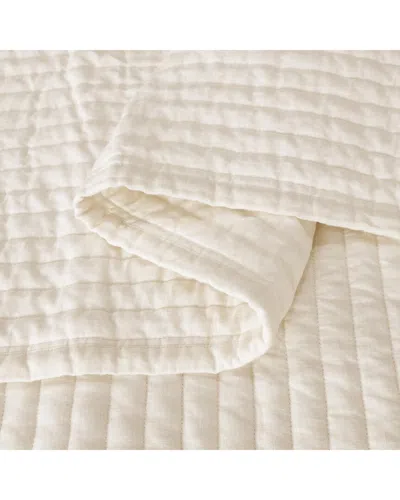 Awesome Home Linen Solid Stripe Quilt Set In Neutral