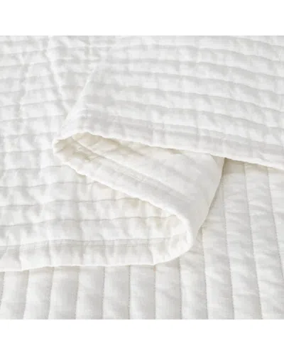 Awesome Home Linen Solid Stripe Quilt Set In White