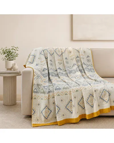 Unikome 233 Thread Count Jacquard Lightweight Breathable Throw Blanket In Multi