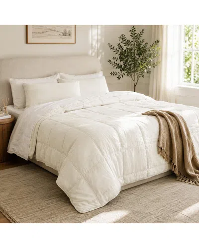 Awesome Home Linen Solid Comforter Set In White