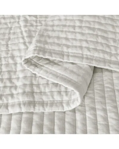 Awesome Home Linen Solid Stripe Quilt Set In Gray