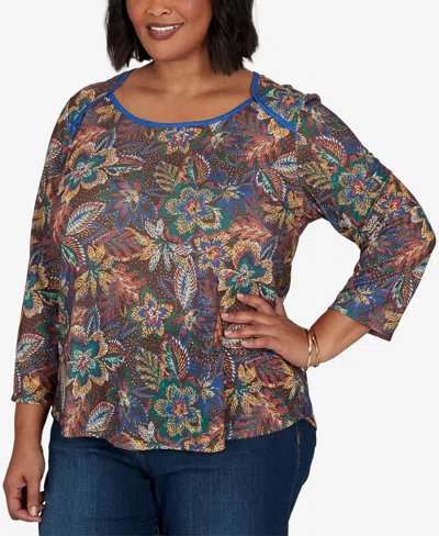 Ruby Rd. Plus Size Textured Floral Print Knit Top In Multi
