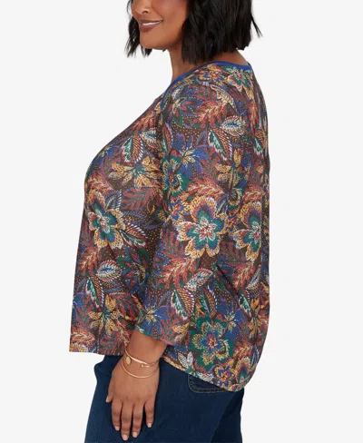 Ruby Rd. Plus Size Textured Floral Print Knit Top In Multi