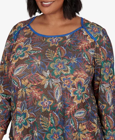 Ruby Rd. Plus Size Textured Floral Print Knit Top In Multi